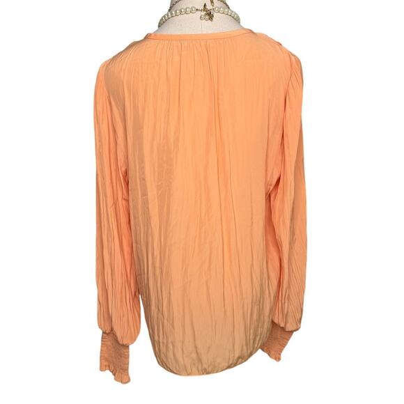 Ramy Brook Isla puff sleeve blouse button up peach boho designer size large L - Picture 6 of 8